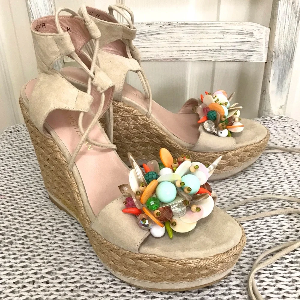 Stuart Weizman Embellished Platform Espadrille - Picture 2 of 16